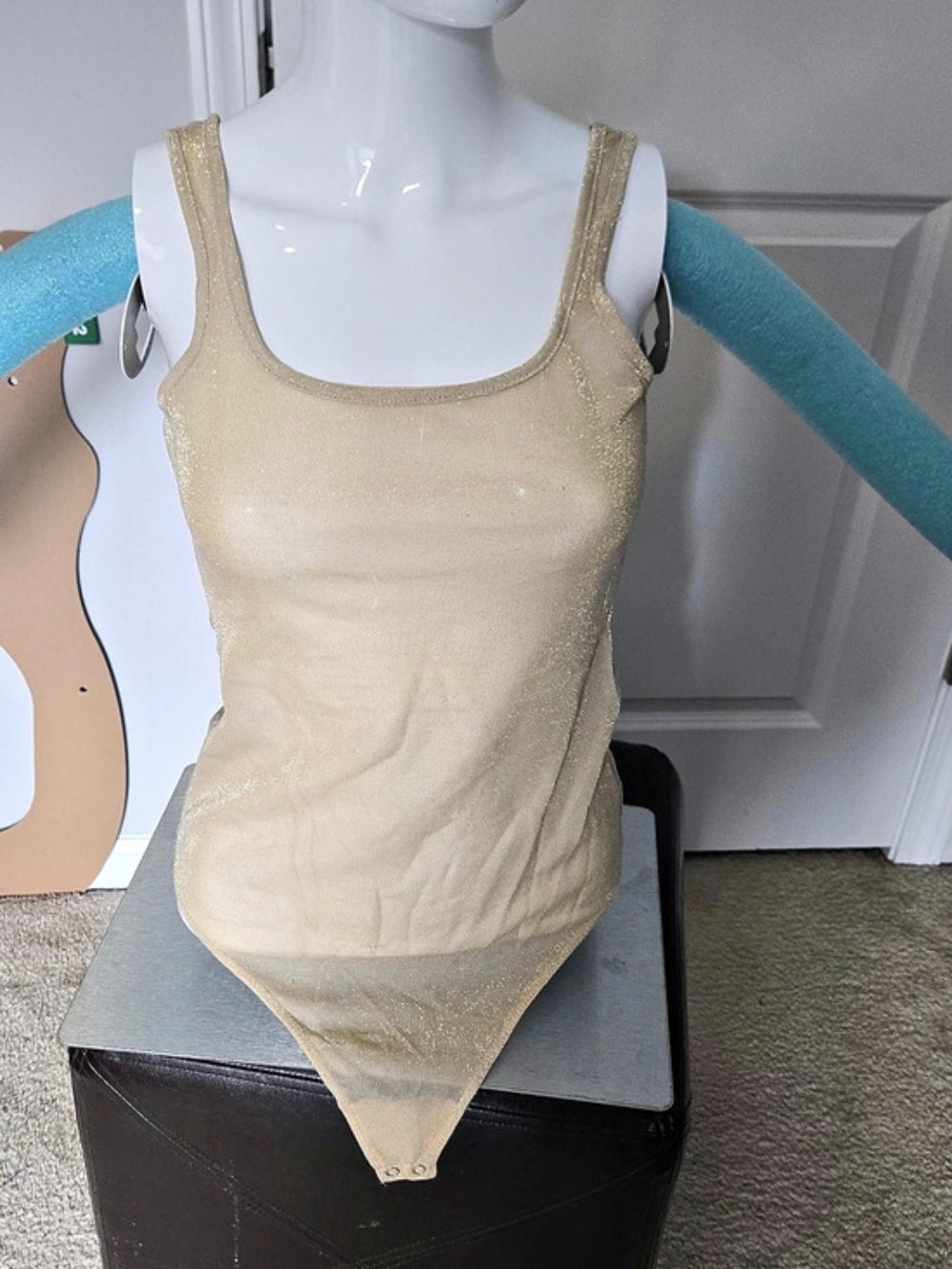 Second Skin by Adam Levine Bodysuit Gold Shimmer Size Medium NWT